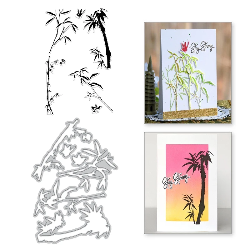 

Naifumodo Bamboo Metal Cutting Dies Coconut Tree Stamps and Dies Scrapbooking For Making Card Decorative Embossing Craft Stencil