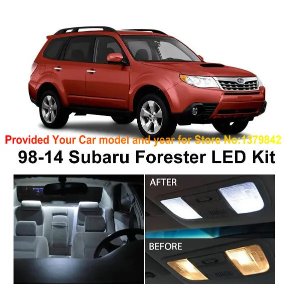 

Free Shipping 6Pcs/Lot car-styling Xenon White Premium Package Kit LED Interior Lights For Subaru FORESTER 1998-2014