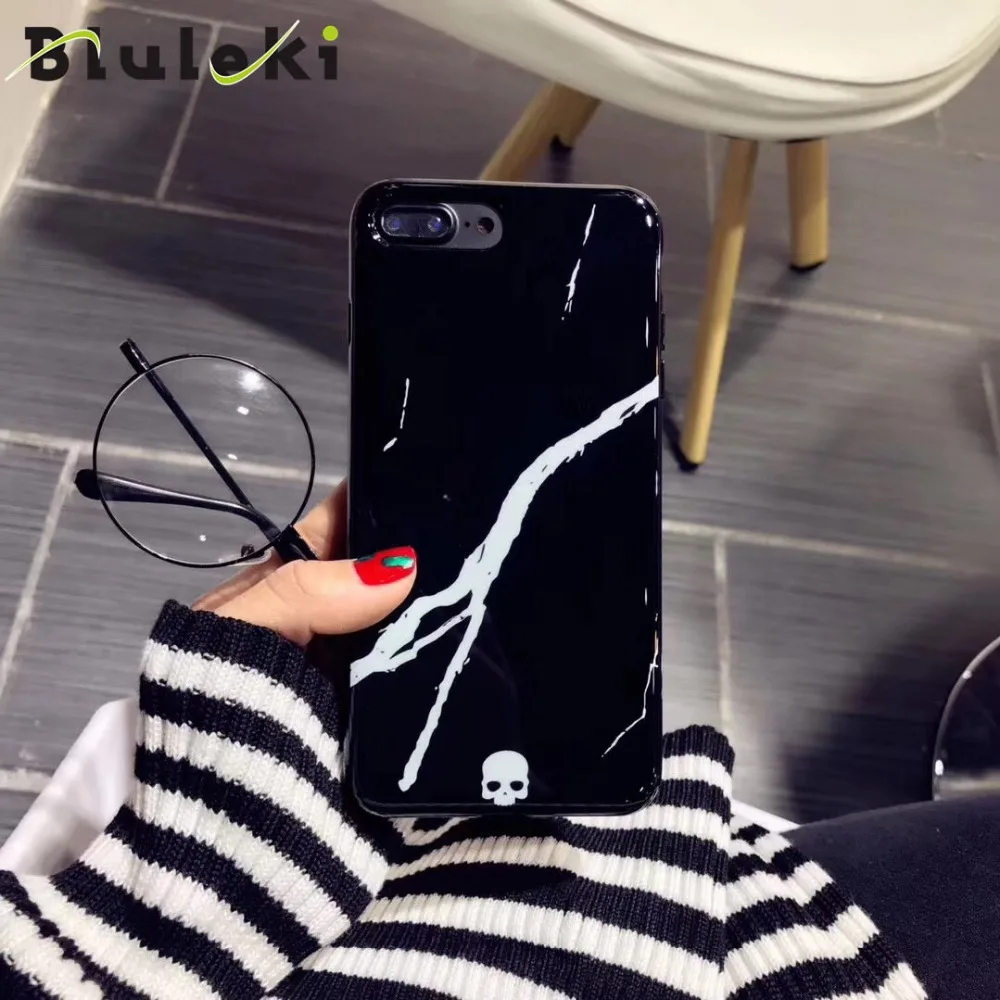 Bluleki Marble Phone Case For iPhone 7 Plus Cases Glitter marble