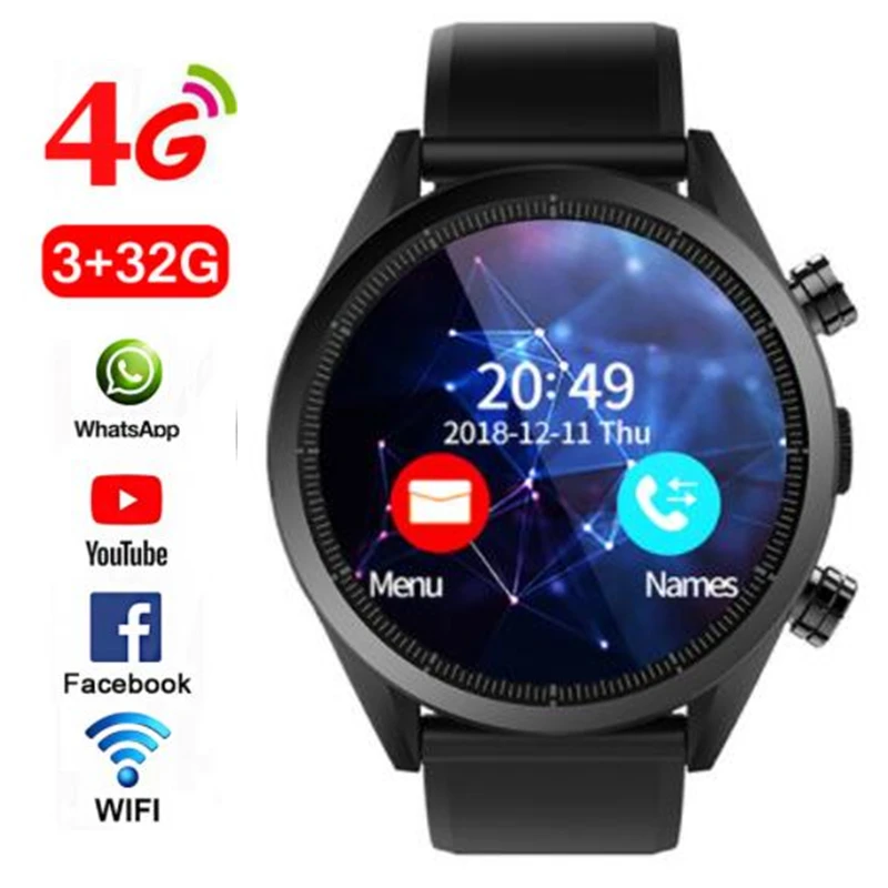 

New Luxury 3+32G 4G Smart Watch Android 7.1.1 Heart Rate Monitor Wifi Bluetooth GPS Call Smart watch Smartwatch Adult Men gift