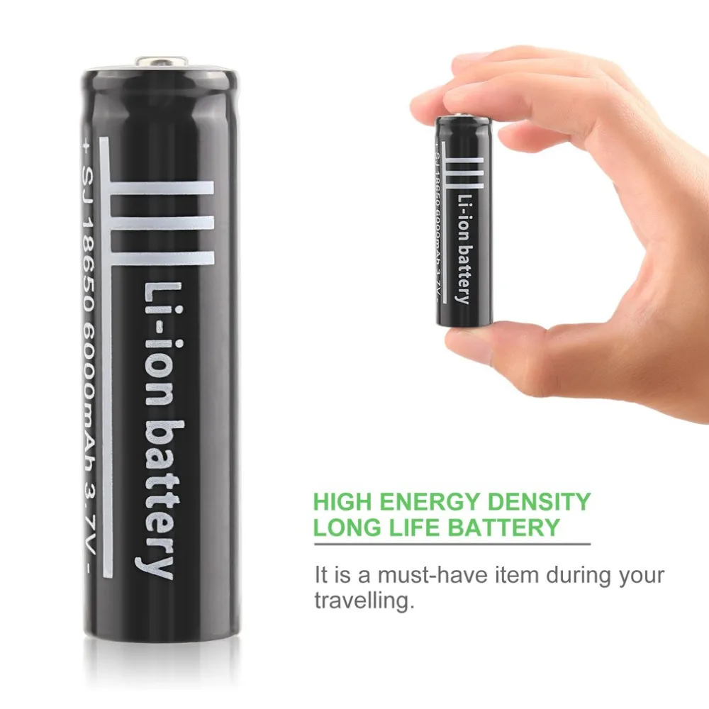 

2pcs/lot 3.7V 6000mAh 18650 Polymer Lithium Battery Li-ion Rechargeable Battery for Flashlight Torch Industrial Equipment Using