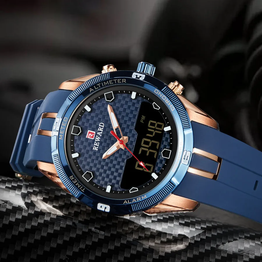 

2019 Men's Wrist Military Watch Waterproof Silicone Band Sport Watches Men Fashion Casual Dual Display Quartz Wristwatch Mens