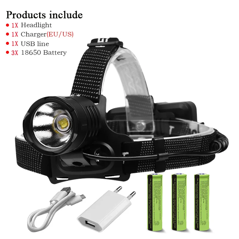 XHP70 6000LM LED Headlamp USB Rechargeable XHP70.2 LED Headlight Waterproof Head Torch Flashlight Lantern 18650 Battery lamp - Испускаемый цвет: BHT311B1