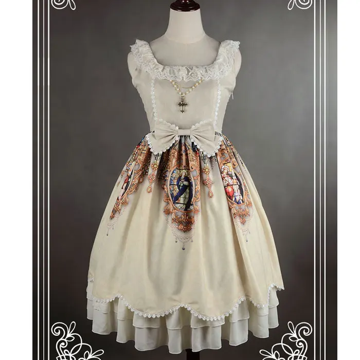 

Goddess Printed JSK Lolita Dress with Cross Chain by Soufflesong Clearance