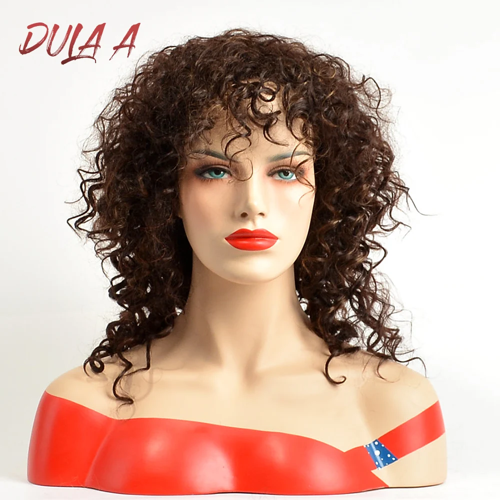 

Dula a Wig 18inches Long Afro Kinky Curly Wigs For Black Women Brown Synthetic Wigs African Hairstyle Heat Resistant