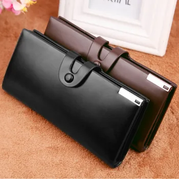 

Fashion Men Long Bifold Business Button Wallet Card Coin PU Leather Wallets Purse Best Sale-WT