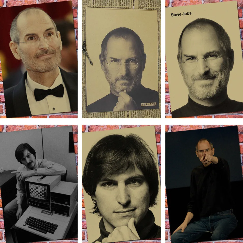 

Apple Godfather Steve Jobs IT Master Kraft Paper Bar Poster Retro Poster Decorative Painting Wall Stickers