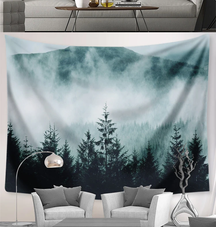 Mountains Bird Animal Tapestry Wall Carpet Cloth Hanging Leaf Home Decor Beach Mat Printing Polyester Living Room Mat