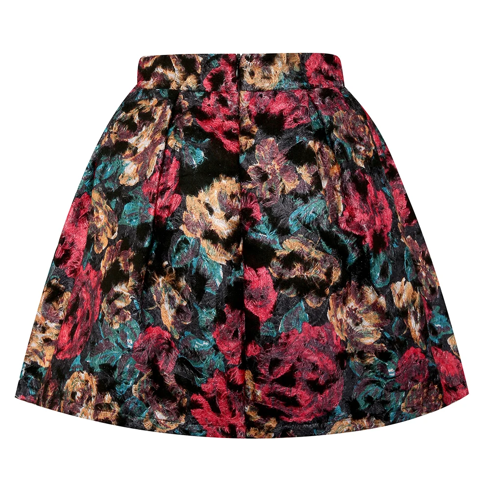 Винтажная шерстяная юбка с высокой талией и цветочным принтом, элегантная женская плиссированная мини-юбка, весенне-осенняя Женская юбка-пачка, Faldas Mujer