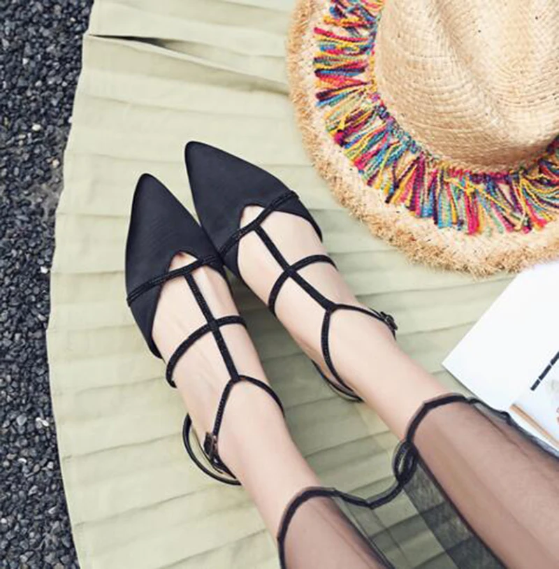 Туфли без каблуков, с застежкой на лодыжке со стразами slingback вечерние натуральная кожа розовые сандалии со стразами атласная Женские модельные туфли со стразами с острым носком