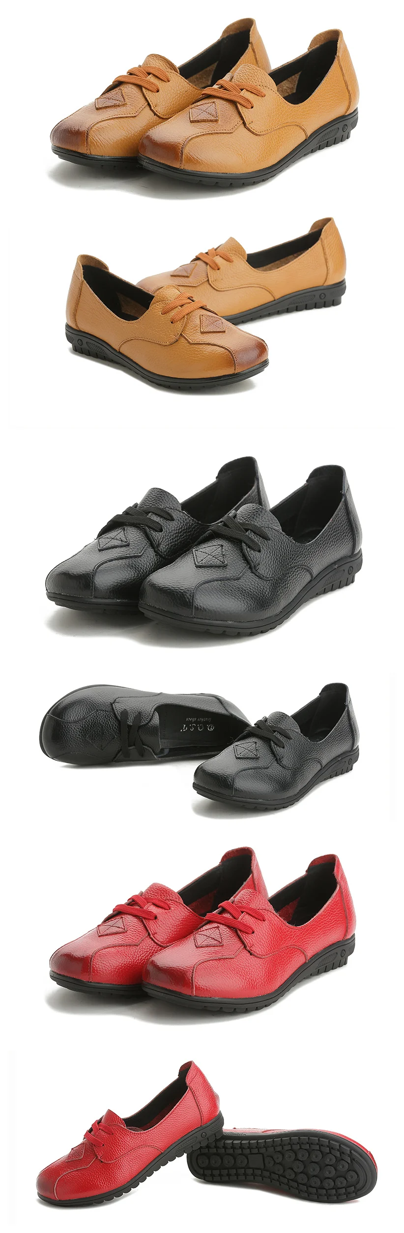 AARDIMI/Женская обувь на плоской подошве; обувь из натуральной кожи на шнуровке с круглым носком; Женская весенне-летняя обувь для мамы; большие размеры 35-43