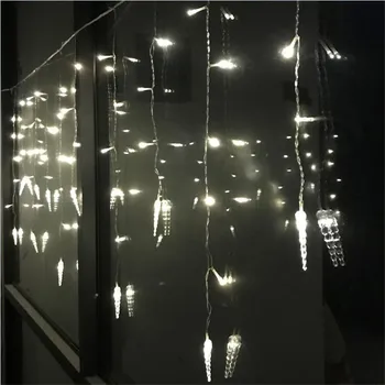 

New 4M Drop 0.4-0.6M 100Led Curtain Icicle String Lights 220V Connectable Xmas Lights Indoor/Outdoor Garland Party Wedding Decor