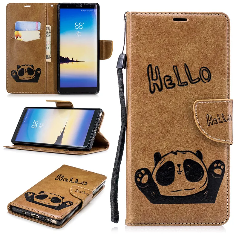 For Samsung Galaxy Note8 Note9 Case PU Leather 3D Hello Panda Embossing Stand Flip Case For Samsung Note8 Note9 Cell Phone Cover (12)