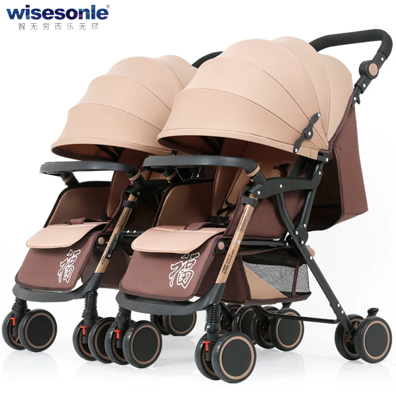 Wisesonle twins triplets, детская тележка, съемная складная, легкая, ударопрочная, сидя и лежа новая детская тележка