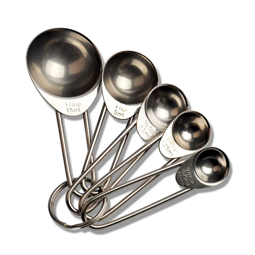 

5Pcs Measuring Spoons Kitchen Tool Coffee Accesories Salt Baking Cooking Bakeware Set Stainless Steel Sugar Teaspoon