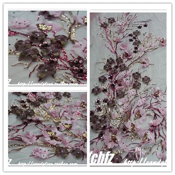 

3D Cupion Lace DIY Colors Gold/Red/Pink/Sky Blue Cheongsam Sequin Beaded Trim Patch ribbons and trims for sewing