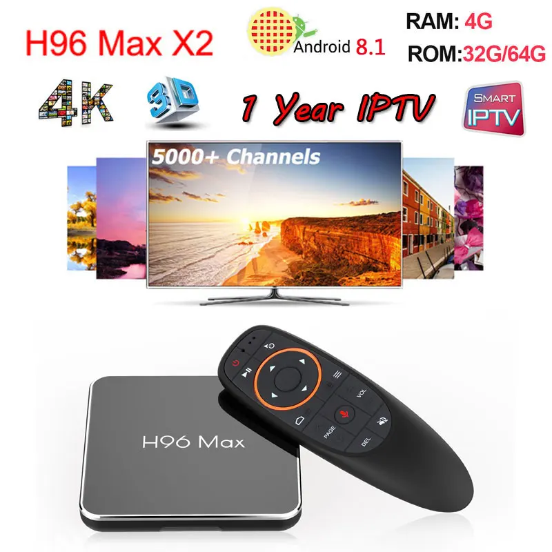 Android TV Box H96 MAX X2 4GB 32GB 64GB Android 8.1 2.4/5.8G WIFI 4K H.265 1080P BT 4.1 Voice Control Set Top Box IPTV h96 max