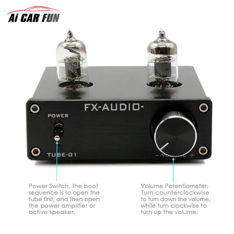 

TUBE-01 Digital Car Sound Amplifier Matching Wonder Without Power Adapter audio Pre-Amplifier 6J1 Tube Stereo HiFi Buffer Preamp