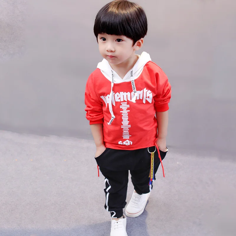 

New Baby Boys Clothing Sets Hoodies With Hat +Pants Cotton Sports Suit For Boys Children Clothes Kids Autumn Letters Costumes