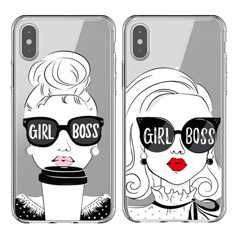 

OUTMIX Cover Case Girl boss for iphone 8 plus case silicon phone cases For iphone 8 luxury 6 6s 7 7plus XS max X XR phone cases
