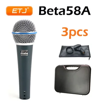 

3Pcs/Lot Beta58A Wired Microphone Beta58 Clear Sound Karaoke Dynamic Handheld Mic Plastic Carrying Box