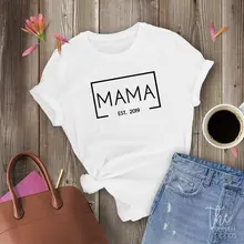 Camiseta de mamá año 2019 con eslogan de anuncio de bebé para mujer, Camiseta clásica de moda pastel estético estilo grunge de calle para madre con cita de regalo
