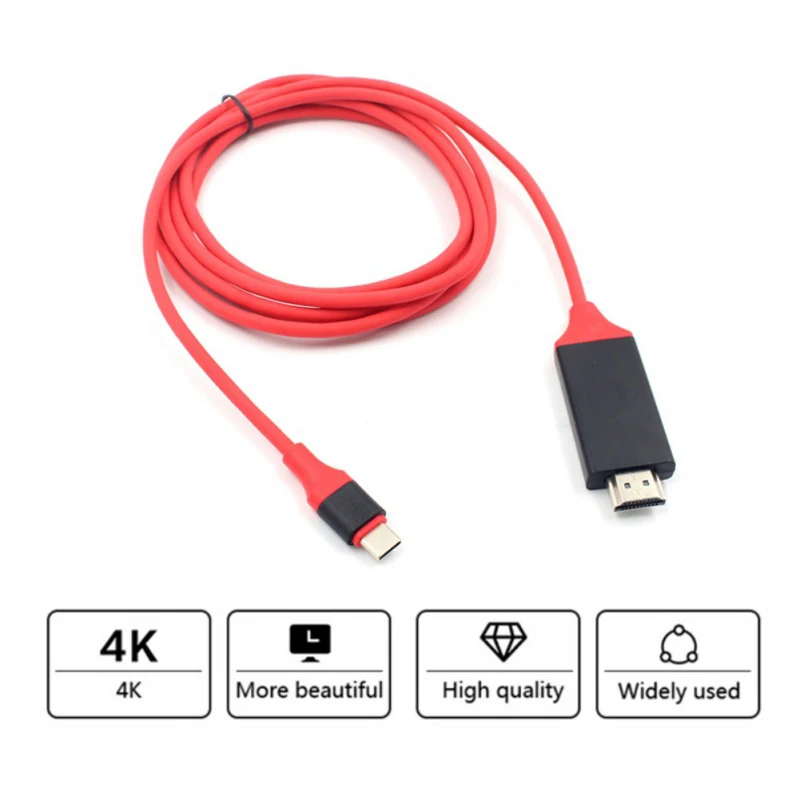 Кабель 2 м USB C HDMI Type к для MacBook Samsung S9 Galaxy / S8 Note 9 Huawei P20 Pro адаптер адаптера|Кабели HDMI| |