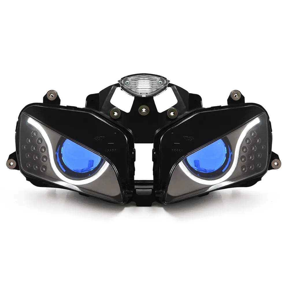 KT Headlight for Honda CBR600RR 2003 2006 LED Optical Fiber Blue Demon