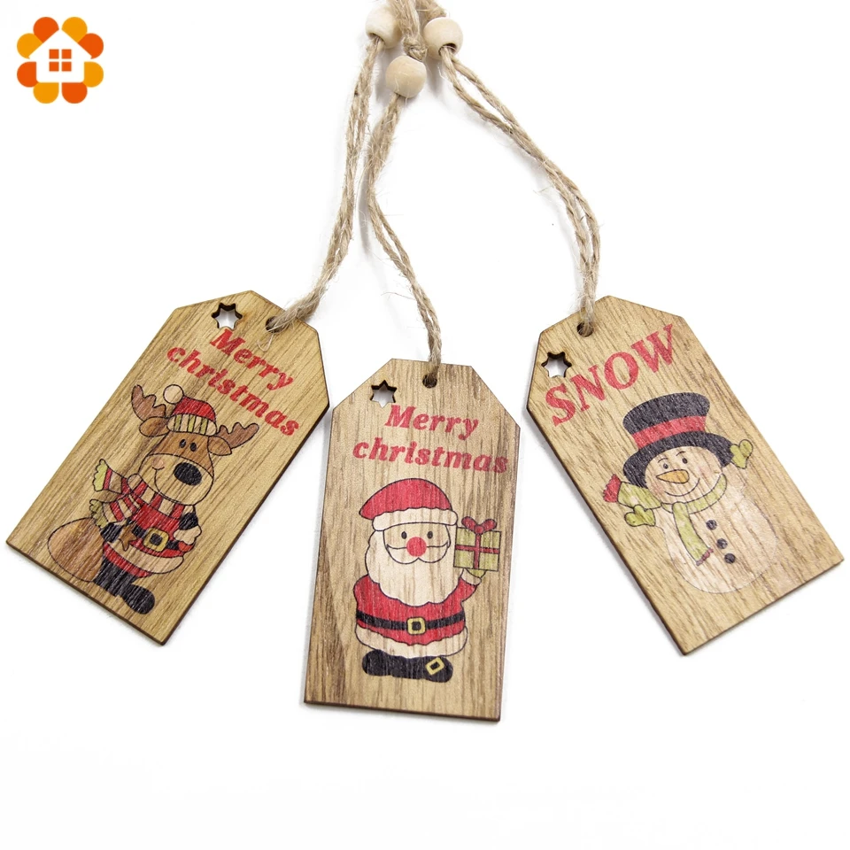 

3PCS Merry Christmas Pendant Ornaments DIY Wood Crafts Kids Gift Xmas Tree Ornaments For Home Decor Christmas Party Decorations