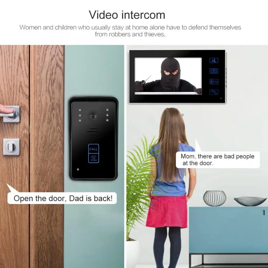 Intercomunicador 7in TFT проводной видео телефон двери дверные звонки домофон системы сенсорный ключ ИК Ночное Видение