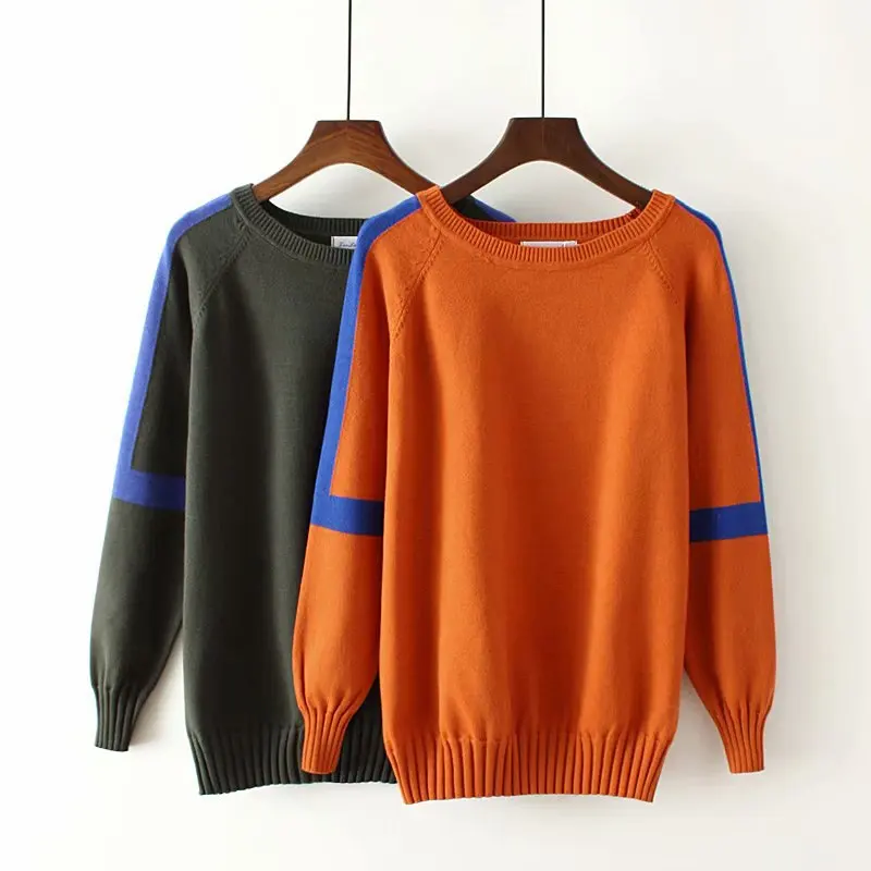 Spring Autumn Women Solid Big Cashmere Wool Sweater long Sleeve O-neck Pullovers Jumper Computer Knitted Oversize Sweaters | Женская