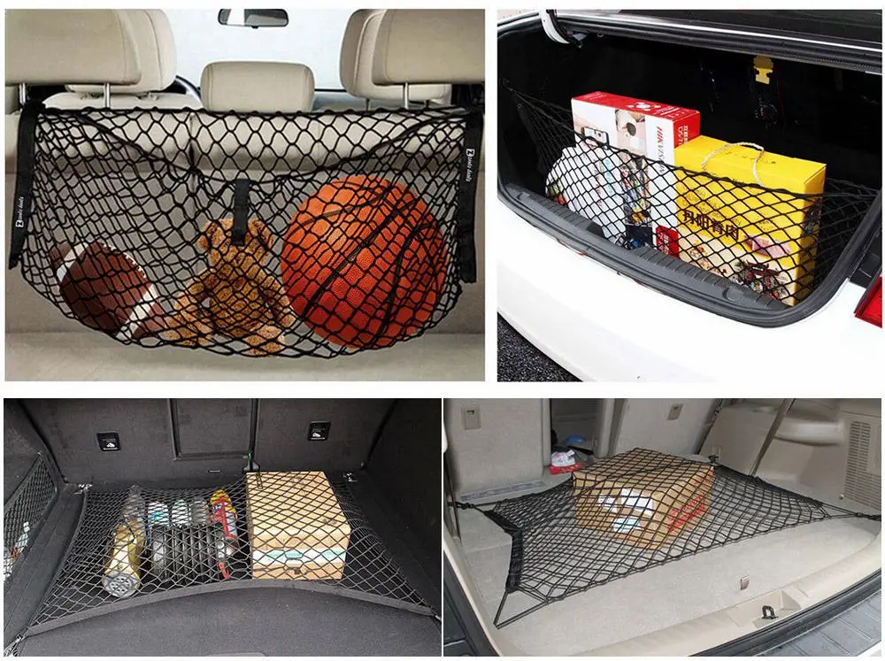 

120cm*50cm 2 Layers Car Trunk Organizer Net Automobiles Storage Bag Auto Back Seat Organizer Accessories for Jeep Honda Ford BMW