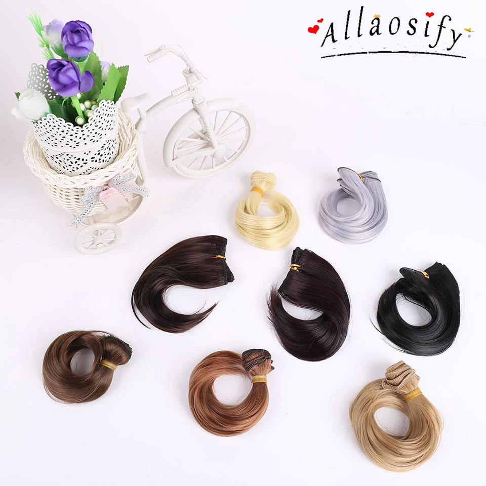 

Allaosify 15*100cm Multicolor Gold brown black silver 1/3 1/4 1/6 High temperature fiber BJD wig Doll Accessories