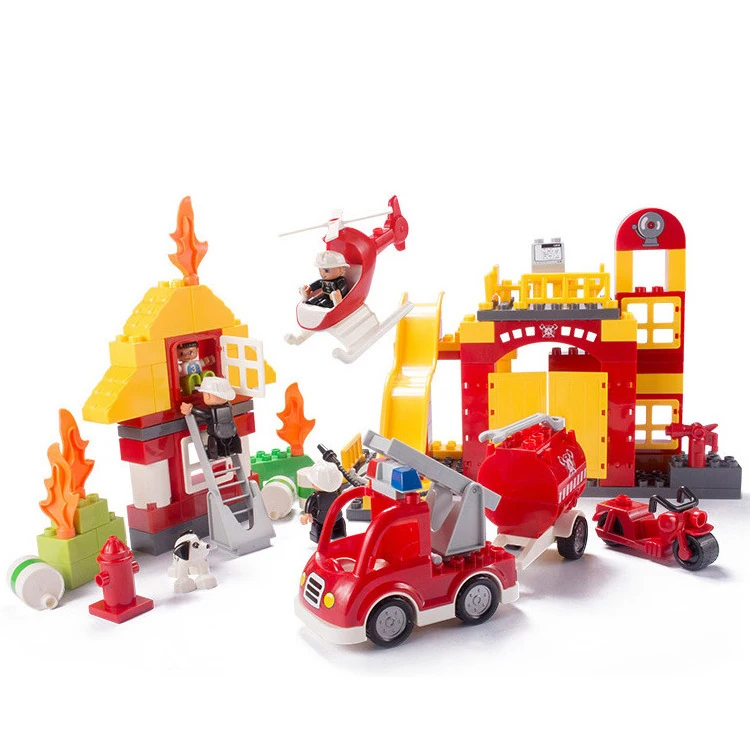 

112pcs Large Particle Compatible Building Blocks Toys Fireman Fire Rescue Firefighter Bricks Kids Boy Birthday Gift Toy