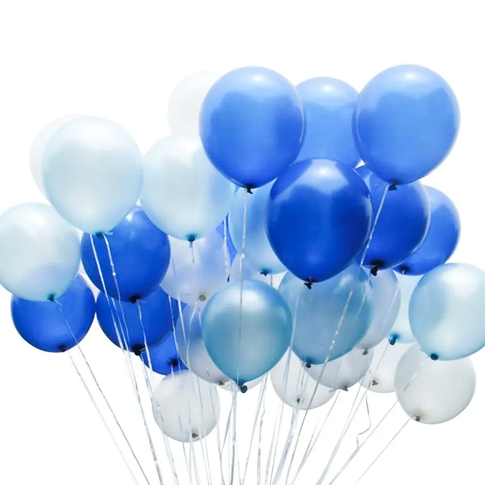 

METABLE 100 pcs 12 inch Royal Blue Light Blue White Latex Balloons for Boys Christening, Cinderella Party, Boys 1st Birthday