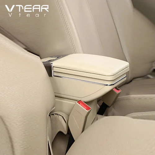 Vtear для VW UP Автомобильный подлокотник кожаные аксессуары коробка для хранения вращающийся подлокотник ABS центральная консоль автомобиль-Стайлинг подъем поднятый авто - Название цвета: Beige
