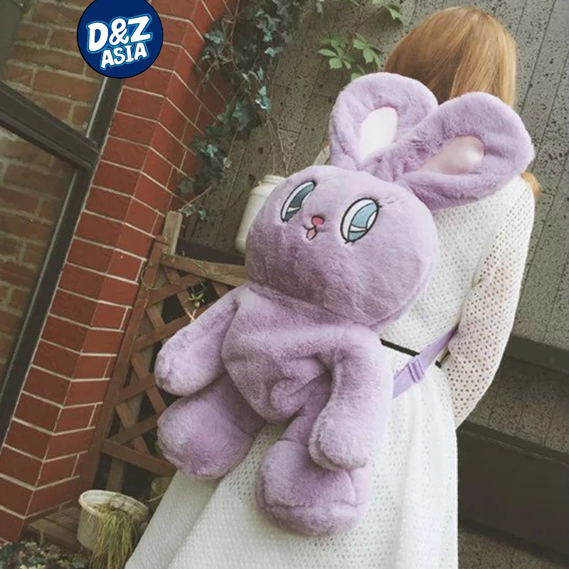 WEGO pink rabbit backpack purple fluffy big eye bunny velvet backpack