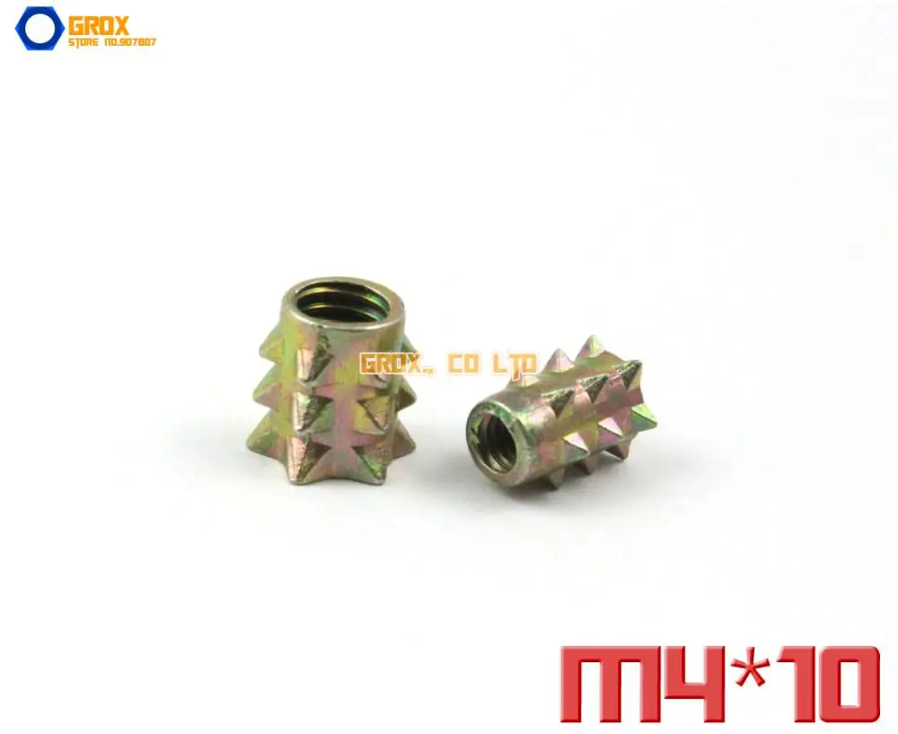 100 Pieces M4 x 10mm Furniture Nut Wood Insert Nut Dowel Screw Fixing