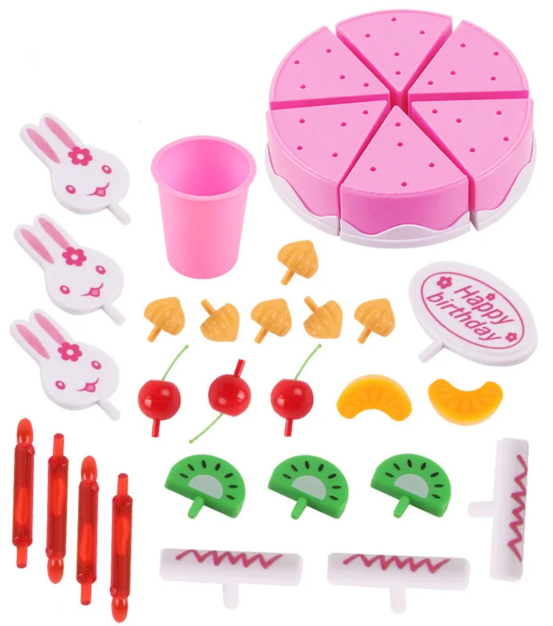 Kitoz 75 шт счастливый резки мини торт Сладкая игрушка миниатюрная еда для куклы ролевые игры Пластиковые кухонные игрушки подарок на день рождения для девочки