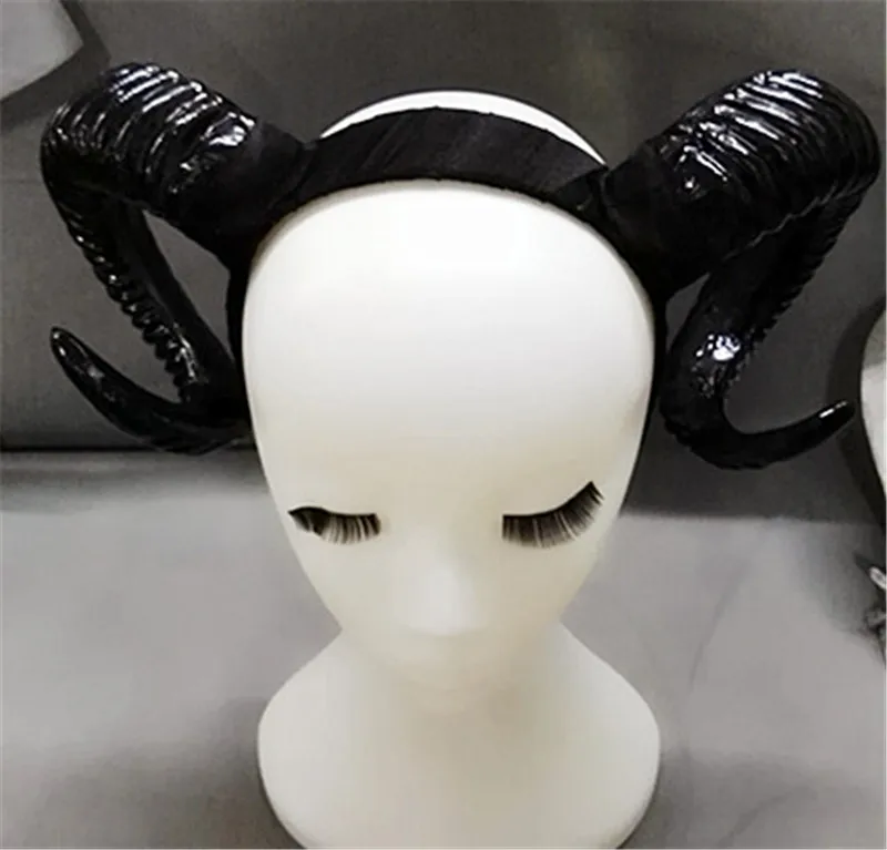 Najtaniej Gothic Devil Lolita owca opaska na głowę z rogami Hairband akcesoria spinki do włosów Cosplay nakrycia głowy na halloween rekwizyty fotograficzne czarny złoty srebrny