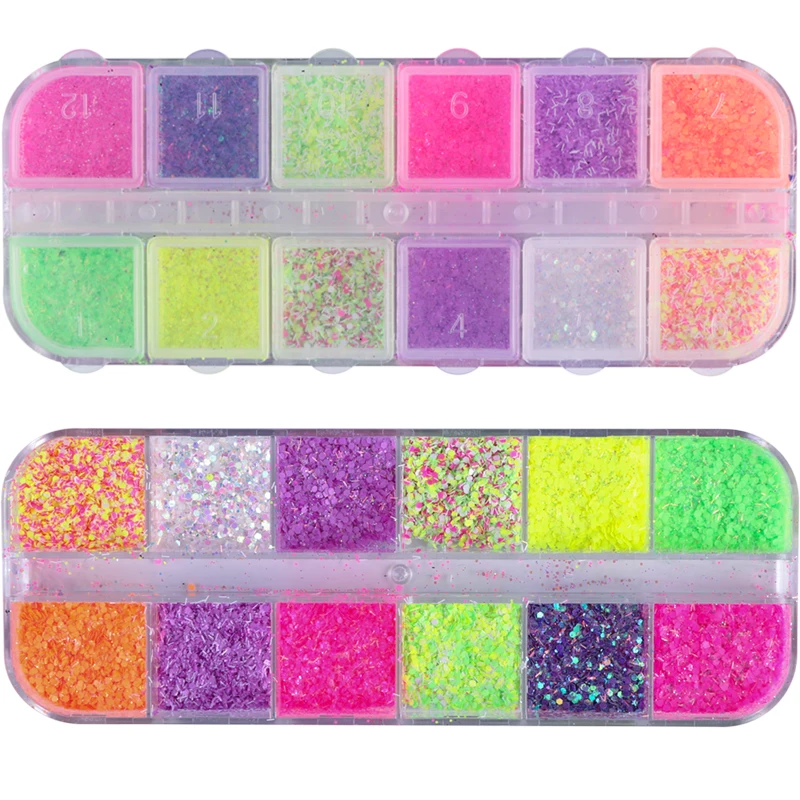 

1 Case Cheese Sugar Nail Powder Dust Glitter Holographic Pigment Mixed Hexagon Sequins Paillette Decoration Tips Manicure JISN