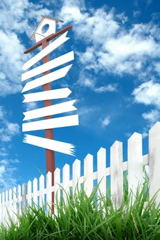 

blue sky photography backdrop Art fabric newborn&pet white fence photography background D-792