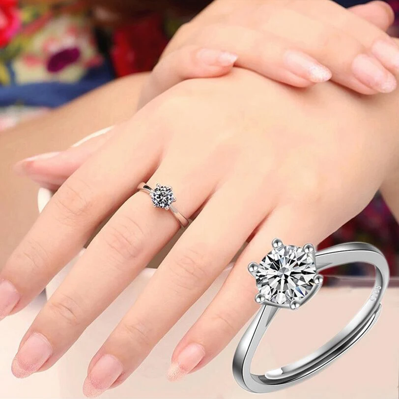 Шесть крапанов циркон обручальные кольца для женщин изменяемое кольцо для указательного пальца Женское Обручальное кольцо Серебряный