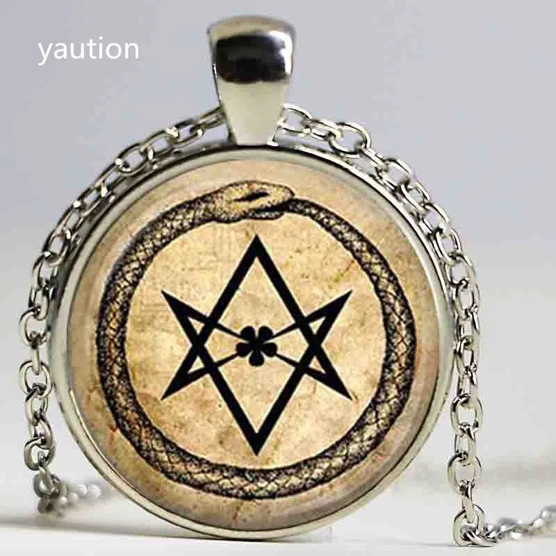 Художественная стеклянная подвеска ouroboros шестигранная змея оккультная