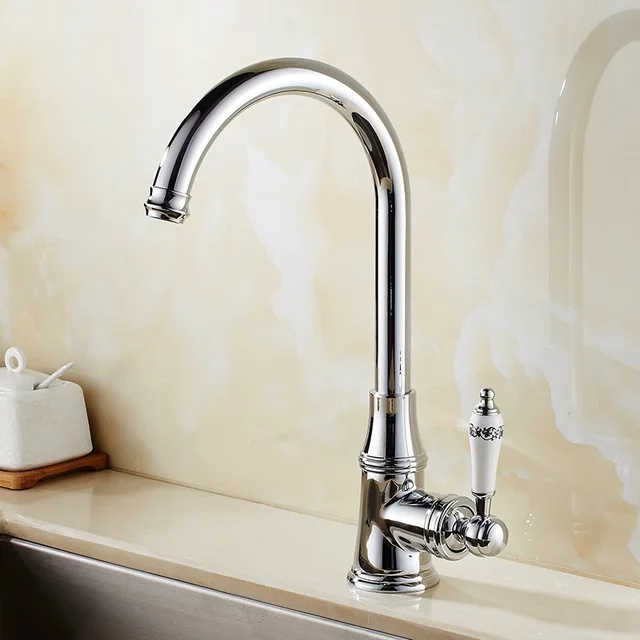 Best Quality Kitchen Faucets Brass Polished Silver Bathroom Faucet Single Handle Sink Taps Hot Cold Water Basin Faucet Blue White Porcelain