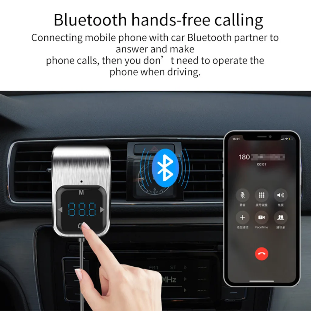 Беспроводной Bluetooth FM передатчик автомобильный комплект светодиодный цифровой дисплей Bluetooth MP3 плеер двойной порт USB зарядное устройство Автомобильный пусковой механизм