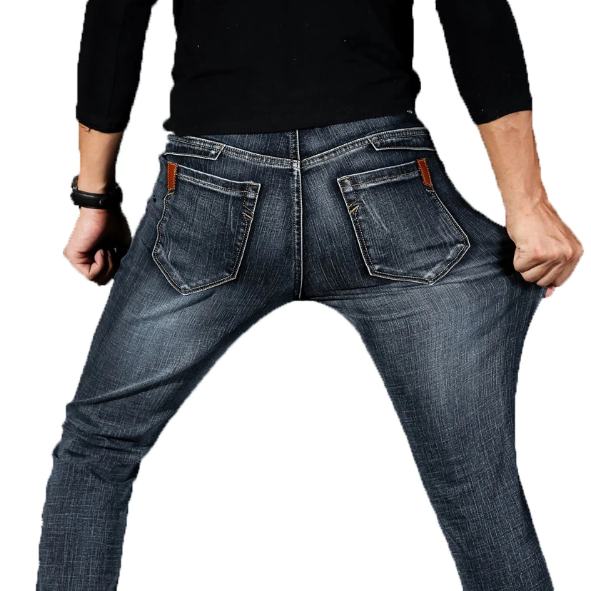 

2019 Mens Black Blue Jeans Men Casual Slim Stretch Jean Classic Denim Pants Male High Quality Streetwear Trousers Plus Size 40