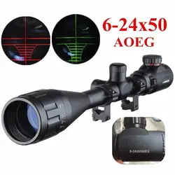 Охотничьи стрелковое тактическое professioanl Высокое качество Красный точка зрения Регулируемый оптический прицел 6-24X50 AOEG сетка Riflescopes