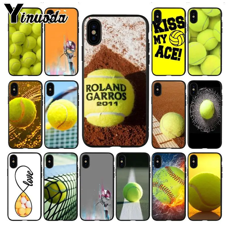 Yinuoda tennis Черный силиконовый мягкий ТПУ чехол для телефона iPhone 6S 6plus 7 7plus 8Plus X Xs MAX 5 5S