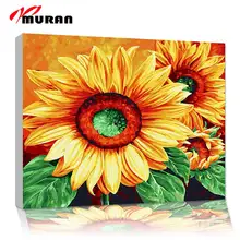 Муран DIY картина маслом по номерам льняная картина домашний Декор стены подсолнухи Рисование окраска крафт живопись по номерам